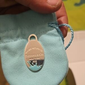 Tiffany & Co.♡  Silver blue enamel splash Tag Pendant ☆ excellent condition